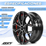 RINES BX7 FW8 14 4X100/108 / ET 35/ CB 73.1/  BLACK WITH FACE AND LIP MACHINED+RED UNDER CUT