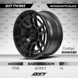 RIN BX7 FW8 17 6X139.7/ ET 5/ CB 106.1/ NEGRO/MATTE BLACK