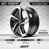 RIN BX7 FW8 17 5X114.3/ ET 35/ CB 64.1/ NEGRO/BLACK MACHINED FACE