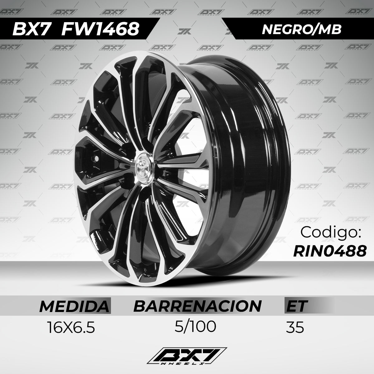 RIN BX7 FW1 16 5x100/ ET 35/ CB 60.1/ NEGRO/MB