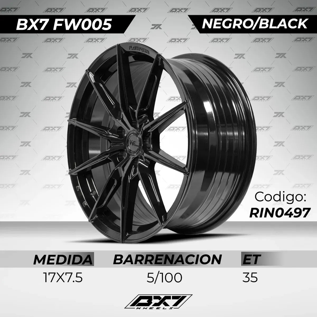 Rin Bx7 Wf 17x7.5 Negro Seat Toledo 1999-2004 5/100