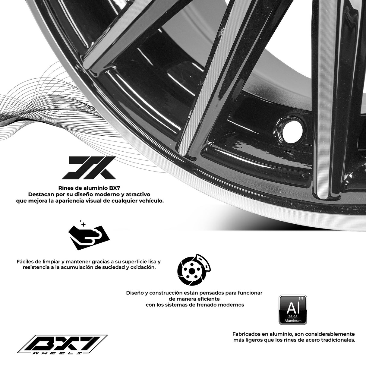 RINES BX7 FW3 13 4X100X114.3/ ET28/ CB 73.1/ BLACK POLISH FACE & LIP