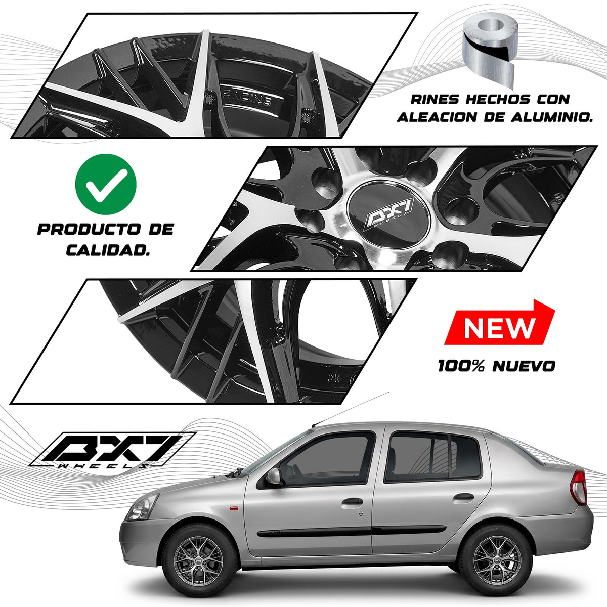 RINES BX7 FW0 14 4X100/114.3 / ET 35/ CB 73.1/ BLACK POLISH FACE