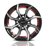 RINES BX7 FW0 13 4X100/114.3/ ET 35/ CB 73.1/ BLACK WITH FACE AND LIP MACHINED+RED UNDER CUT