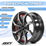 RINES BX7 FW0 13 4X100/114.3/ ET 35/ CB 73.1/ BLACK WITH FACE AND LIP MACHINED+RED UNDER CUT