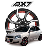 RINES BX7 FW0 13 4X100/114.3/ ET 35/ CB 73.1/ BLACK WITH FACE AND LIP MACHINED+RED UNDER CUT