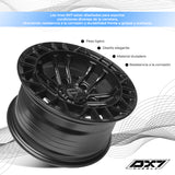 RIN BX7 WHEELS 15X8 6/139.7 ET: -10 CB: 110.1 NEGRO/FULL MATTE BLACK