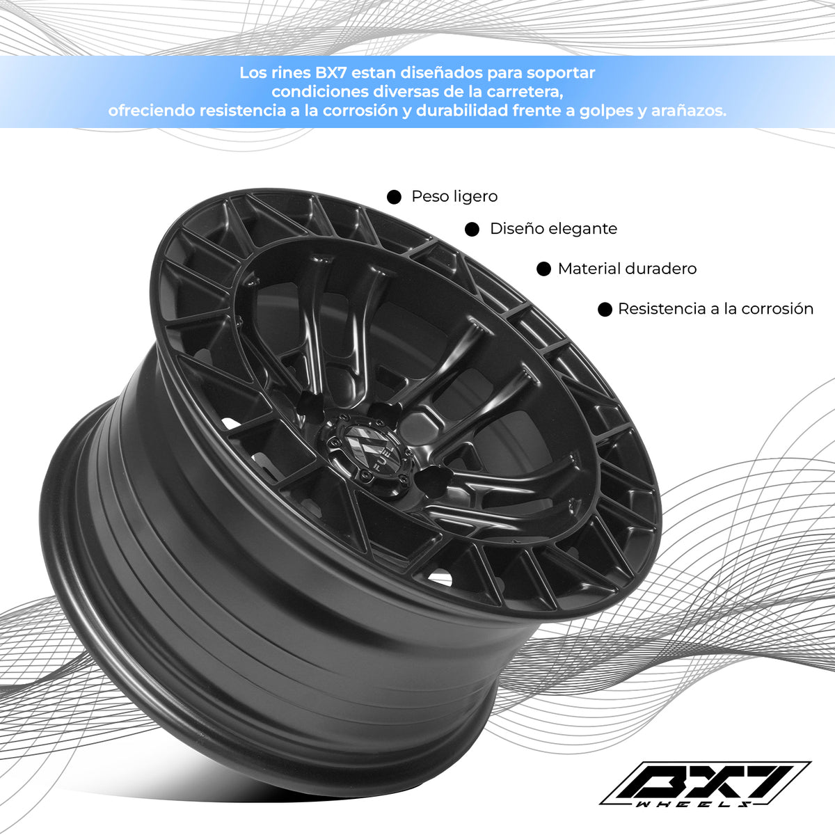 RIN BX7 WHEELS 15X8 5/114.3 ET: -10 CB: 73.1 NEGRO/FULL MATTE BLACK