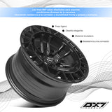 RIN BX7 WHEELS 15X8 5/114.3 ET: -10 CB: 73.1 NEGRO/FULL MATTE BLACK