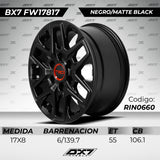 RIN BX7 FW17817 17X8 6X139.7 ET 55  CB 106.1 NEGRO/MATTE BLACK