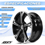 RINES BX7 FW5 15 5X100/ ET 35/ CB 73.1/ BLACK POLISH FACE & LIP TAPA PARA RIN DE AUDI Y VW