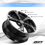 RINES BX7 FW5 15 5X100/ ET 35/ CB 73.1/ BLACK POLISH FACE & LIP TAPA PARA RIN DE AUDI Y VW