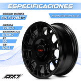RIN BX7 WHEELS 17X7.5 6/139.7 ET: 55 CB: 106.1 NEGRO MATE/MATTE BLACK