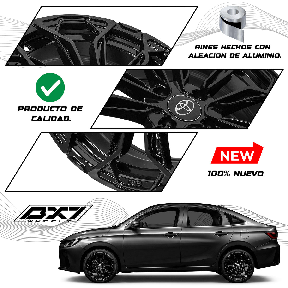 RIN BX7 WHEELS 15X6 4/100 ET: 20 CB: 73.1 NEGRO/BLACK