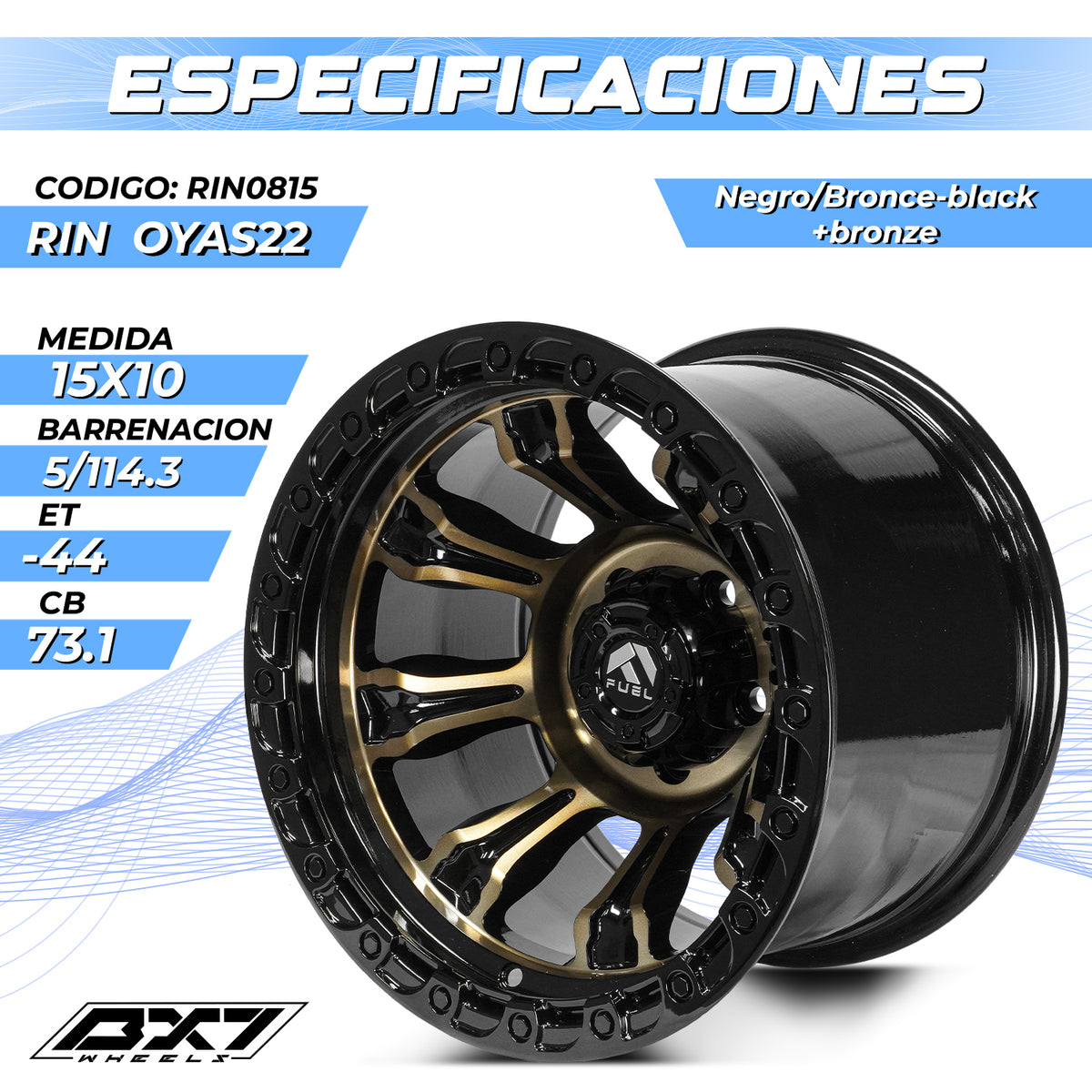 RIN BX7 WHEELS 15X10 5/114.3 ET44 CB73.1