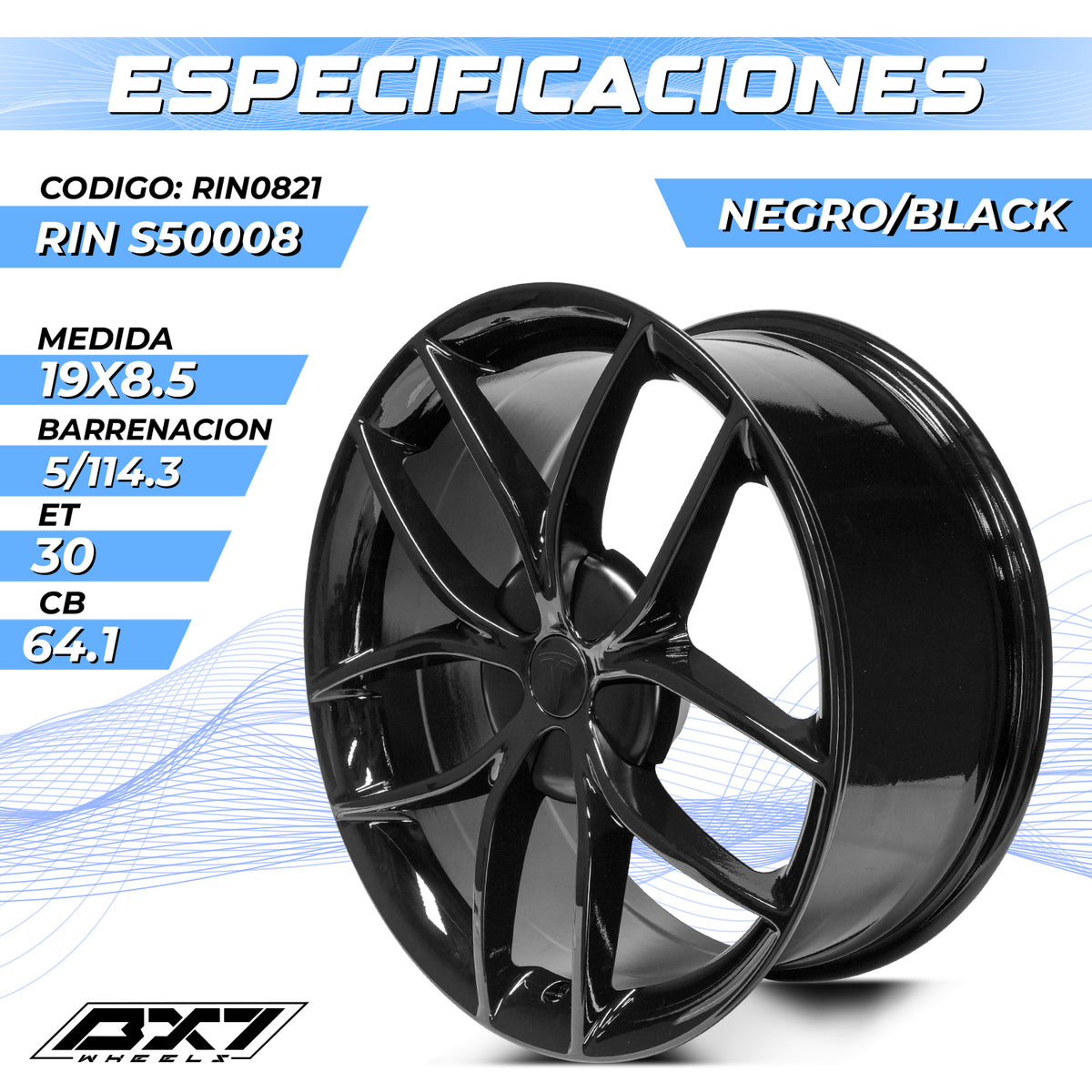 RIN BX7 WHEELS 19X8.5 5/114.3 ET0 CB64.1