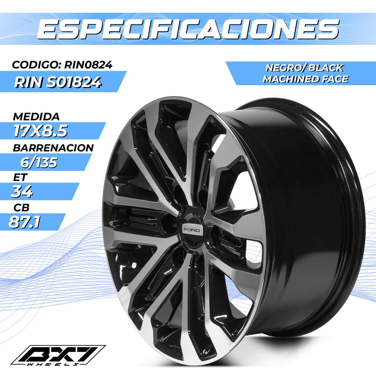 RIN BX7 WHEELS 17X8.5 6/135 ET34 CB87.1