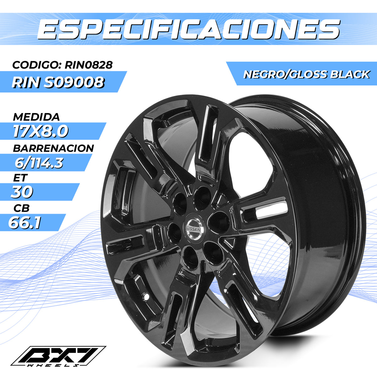 RIN BX7 WHEELS 17X8 6/114.3 ET30 CB66.1