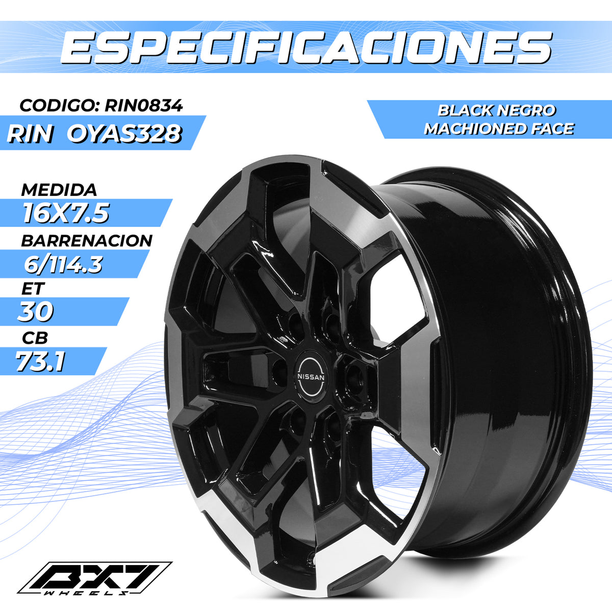 RIN BX7 WHEELS 16X7.5 6/114.3 ET30 CB73.1
