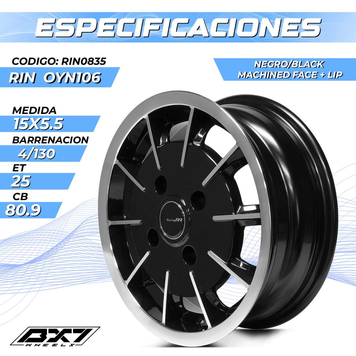 RIN BX7 WHEELS 15X5.5 4/130 ET25 CB80.9