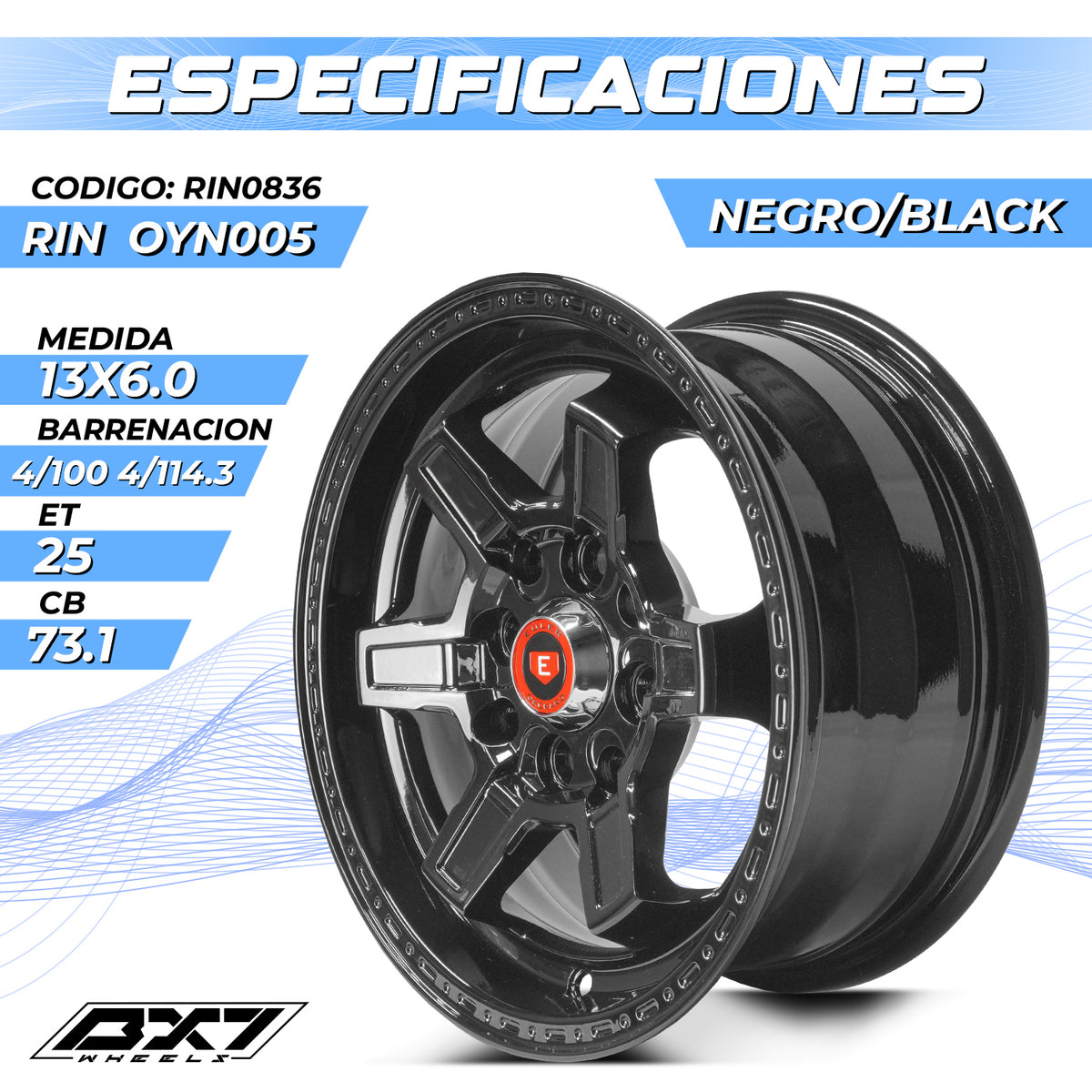 RIN BX7 WHEELS 13X6 4/100 4/114.3 ET25 CB73.1