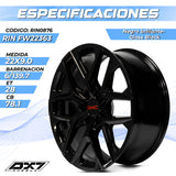 RIN BX7 WHEELS 22X9 6/139.7 ET: 28 CB: 78.1 Negro brillante- Gloss Black