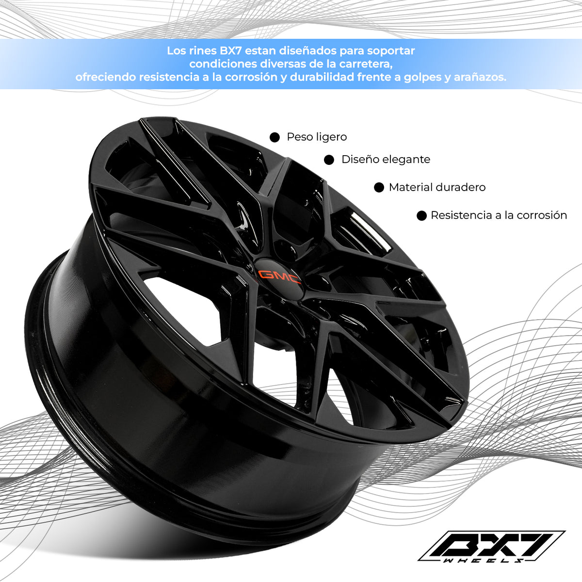 RIN BX7 WHEELS 22X9 6/139.7 ET: 28 CB: 78.1 Negro brillante- Gloss Black