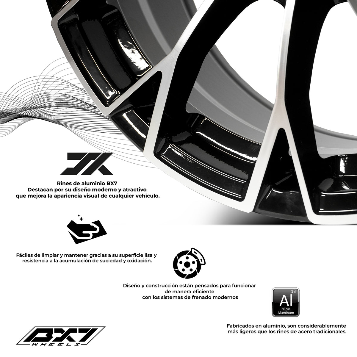 RIN BX7 WHEELS 17X7.5 5/112 ET: 38 CB: 57.1 NEGRO/BLACK MACHINED FACE