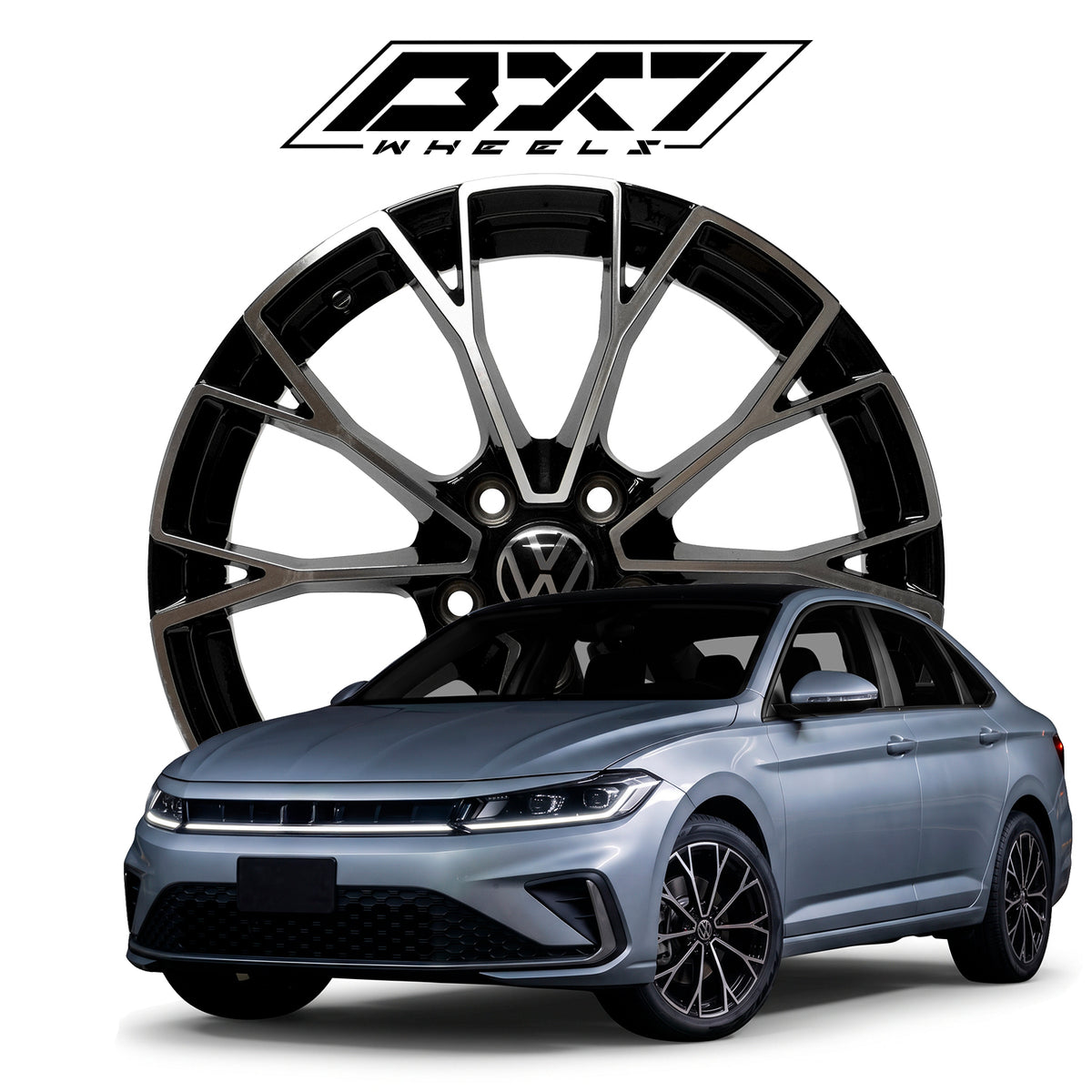 RIN BX7 WHEELS 17X7.5 5/112 ET: 38 CB: 57.1 NEGRO/BLACK MACHINED FACE