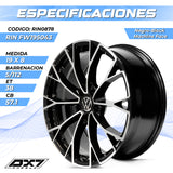 RIN BX7 WHEELS 19X8 5/112 ET: 38 CB: 57.1 Negro-Black Machine Face