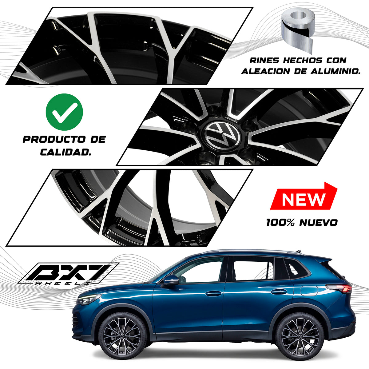 RIN BX7 WHEELS 19X8 5/112 ET: 38 CB: 57.1 Negro-Black Machine Face