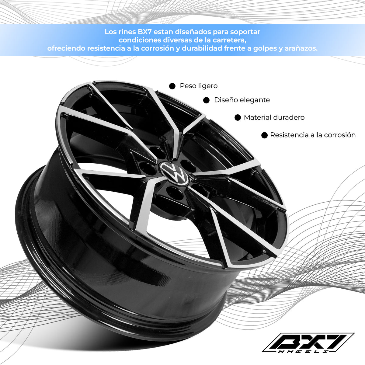 RIN BX7 WHEELS 17X7.5 5/112 ET: 35 CB: 57.1 Negro-Black Machine Face