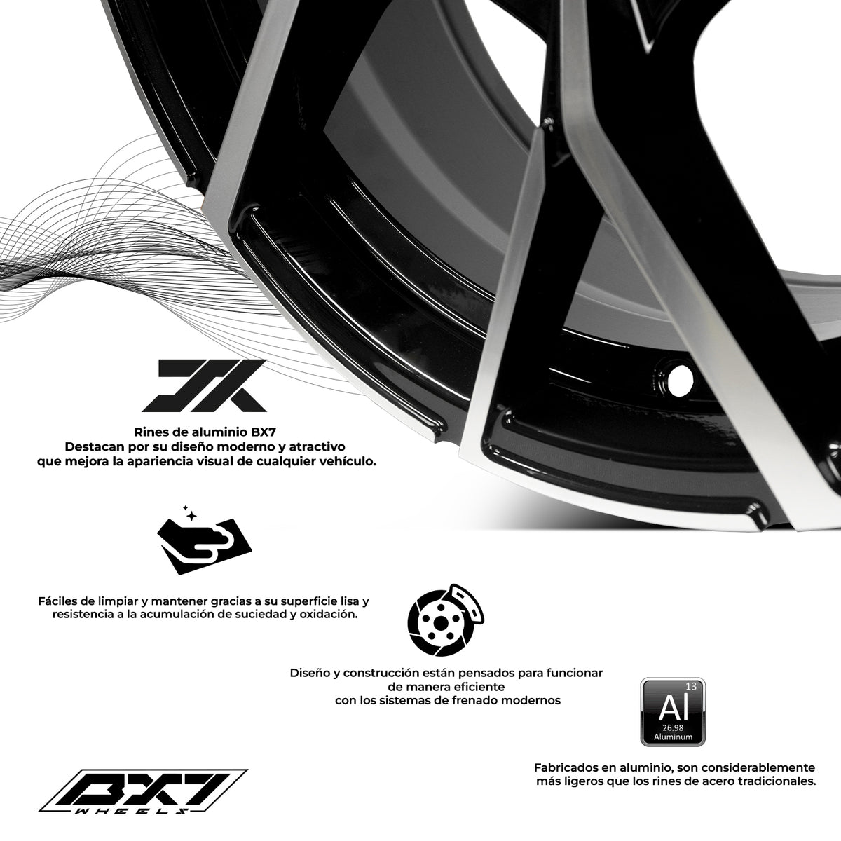 RIN BX7 WHEELS 17X7.5 5/112 ET: 35 CB: 57.1 Negro-Black Machine Face