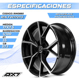 RIN BX7 WHEELS 17X7.5 5/100 ET: 35 CB: 57.1 NEGRO/BLACK MACHINED FACE
