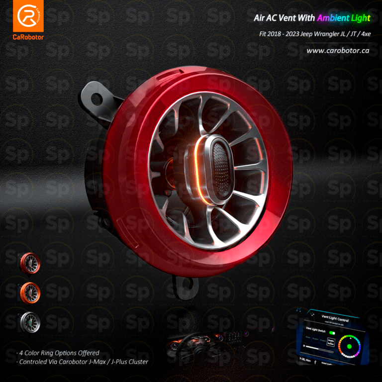 Ventilación de aire acondicionado Turbo Air con luces ambientales para Jeep Wrangler JL/JT/4xe 2018-2023 (ROJO)