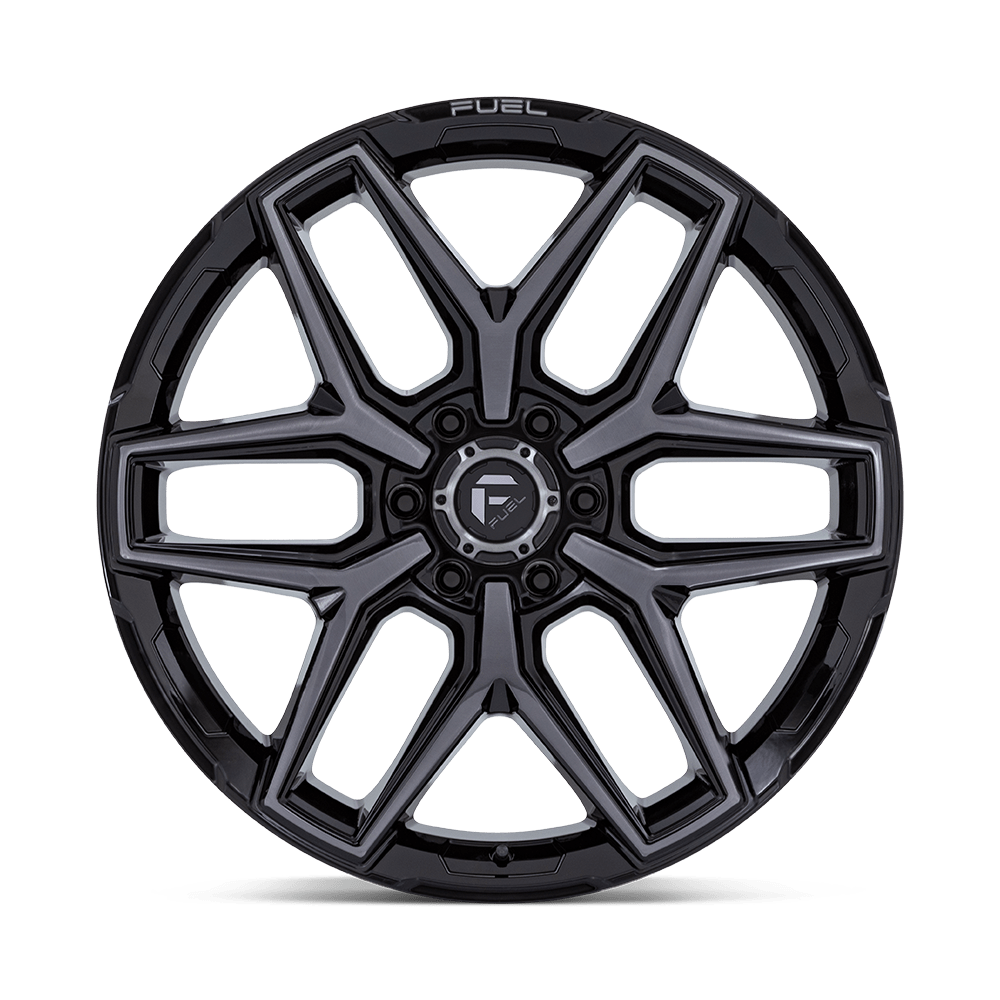RINES FUEL FC854-FLUX 18X9.0 6X135 ET 1 GLOSS BLACK BRUSHED FACE GRAY DDDT CB 87.1