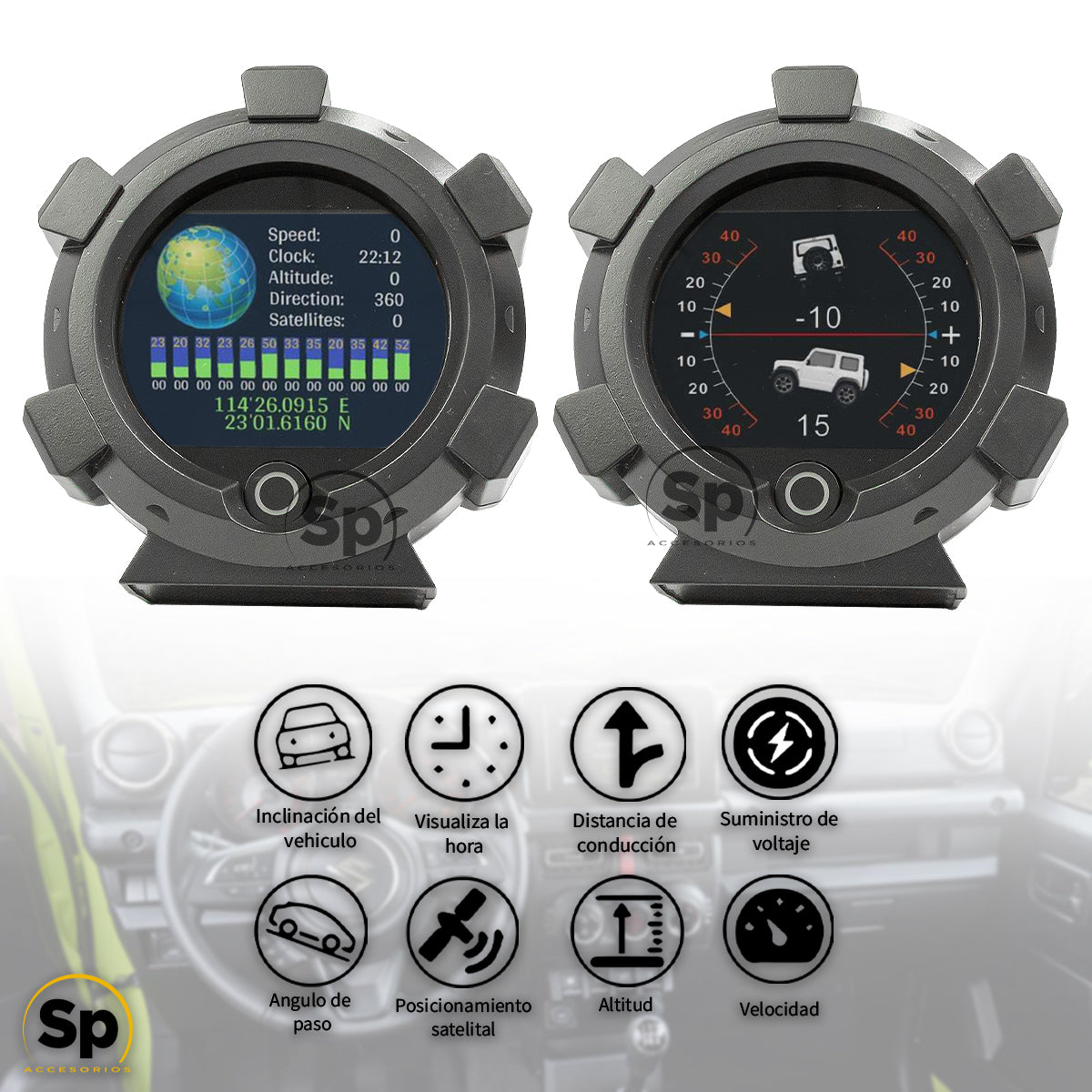 GPS BRÚJULA INCLINÓMETRO Y ODÓMETRO UNIVERSAL PARA SUZUKI JIMNY 2021 - 2024